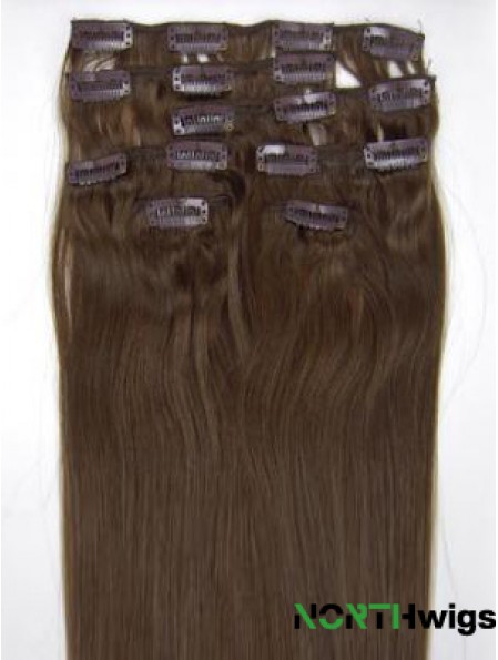 Perfect Brown Straight Remy Human Hair Clip In Hair Extensions
