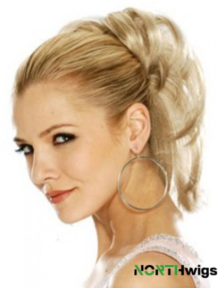 Hairpieces Clip In Blonde Color Straight Style With Synthetic