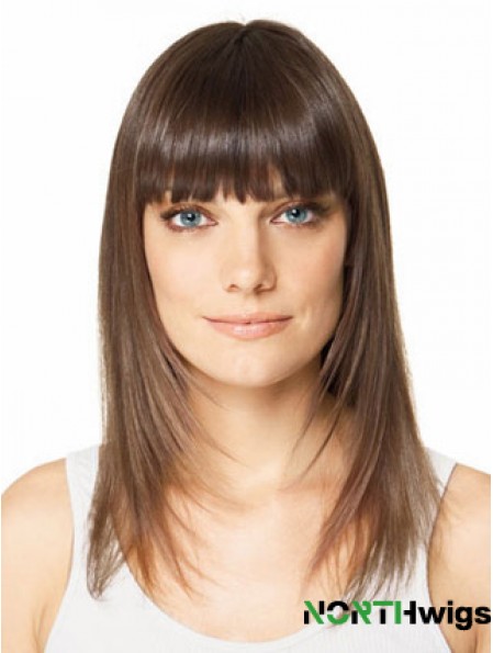 Clip In Hairpieces For Short Hair Brown Color Straight Style