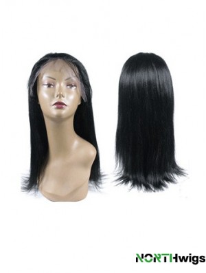 Black Full Lace Straight Long Hand Tied Human Hair Wigs
