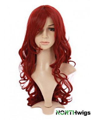 Wavy With Bangs Lace Front Style 20 inch Red Long Wigs