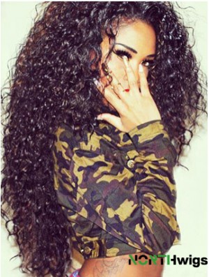 Wholesale African American Human Hair Lace Front Wigs Kinky Style Long Length