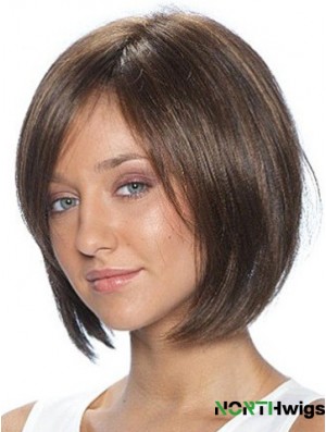 Lace Front Brown Chin Length Bobs Straight African American Wig