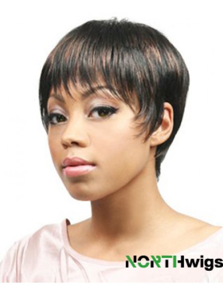 African Hair Wigs Boycuts Cropped Length Straight Style With Capless