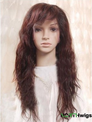 Auburn 100% Hand Tied Layered Wavy Remy Human Long Mono Wigs