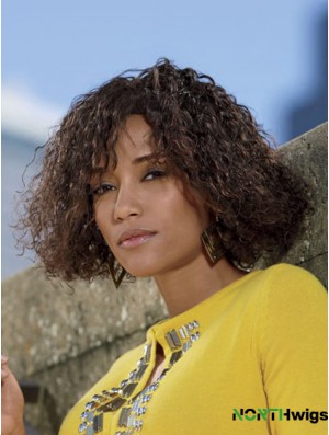 New Shoulder Length Kinky 12 inch Synthetic Glueless Lace Front Wigs