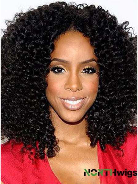 Designed 16 inch Shoulder Length Kinky Wigs For Black Women