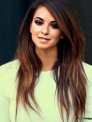 Full Lace Long Brown Layered Straight Black Woman Hair Girls