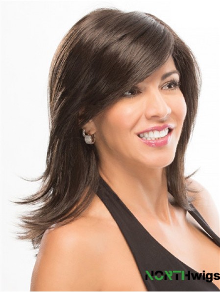 With Bangs 14 inch Shoulder Length Straight Good Medium Wigs