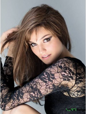16 inch Straight Layered Monofilament Brown Exquisite Long Wigs