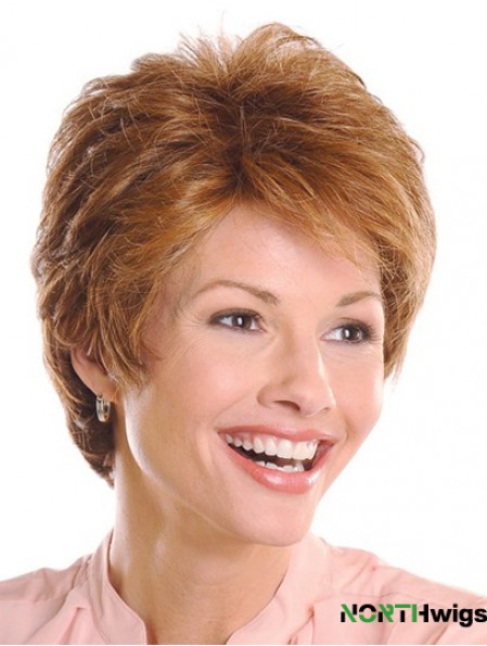 Top 5 inch Wavy Brown Layered Short Wigs
