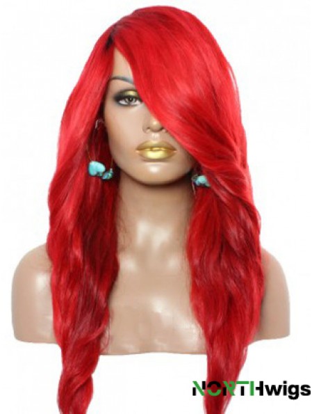 Wavy With Bangs Lace Front Amazing 22 inch Red Long Wigs