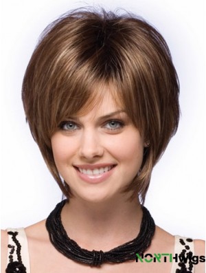 Capless Short Straight Brown Perfect Bob Wigs