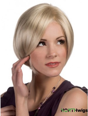 Capless Chin Length Straight Blonde Convenient Bob Wigs