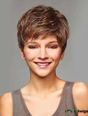 Short Curly Wigs With Capless Synthetic Blonde Color Cropped Length