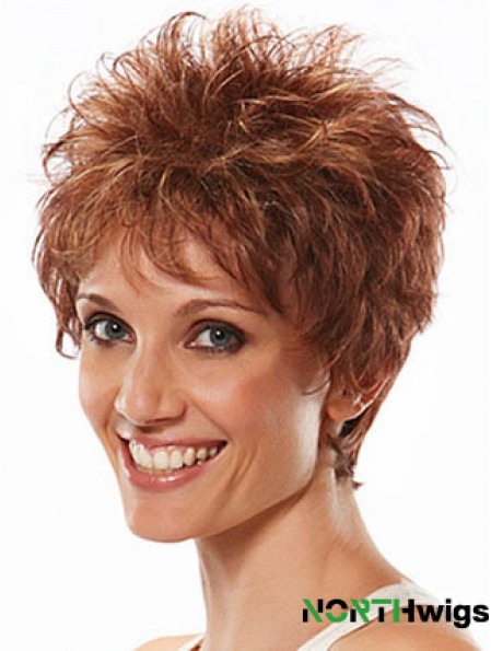 Boycuts Wavy Auburn Capless Flexibility Short Wigs