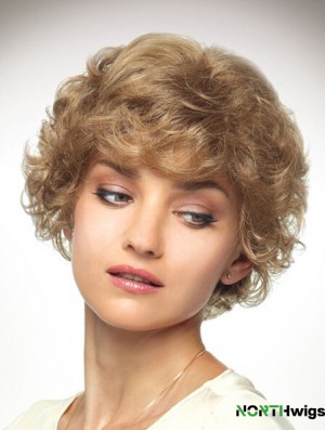 Chin Length Layered 10 inch Curly Blonde Medium Wigs