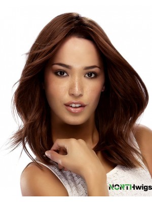 Shoulder Length With Bangs 16 inch Straight Auburn Medium Wigs
