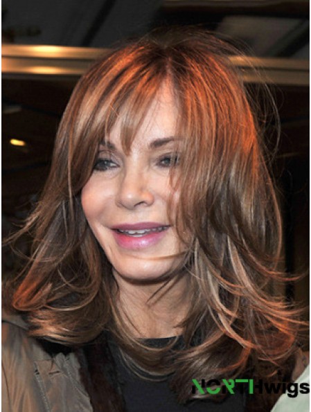 Shoulder Length Straight With Bangs Full Lace Brown New 14 inch  Wigs