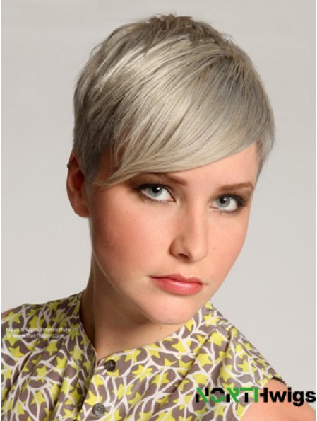 Grey Lace Front Straight Short Convenient 8 inch  Human Hair Wigs