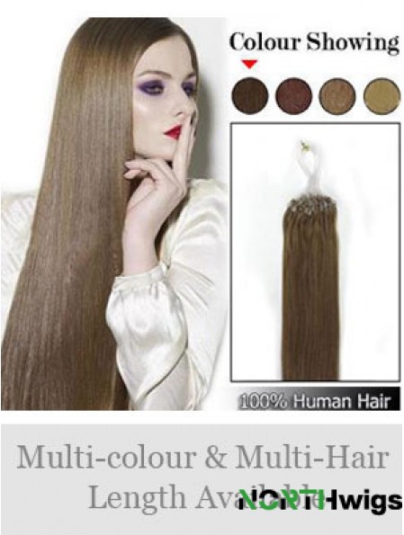 Fabulous Brown Straight Micro Loop Ring Hair Extensions